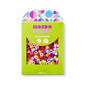550ct Pony Beads - Mondo Llama™: Multicolor Plastic Craft Embellishments, Kandi & Hair Beads, Ages 6+ - 1 of 4