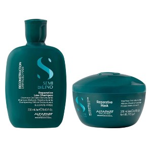 Alfaparf Milano Semi di Lino Reconstruction Reparative Shampoo (8.45 oz) and Reparative Mask (6.88 oz) | Sulfate Free Shampoo and Hair Mask - DUO SET - 1 of 2