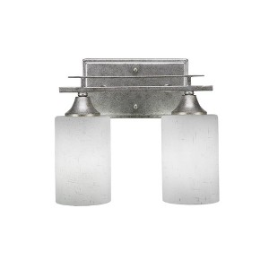 Toltec Lighting Uptowne 2 - Light Vanity in  Aged Silver with 4" White Muslin Shade - 1 of 1