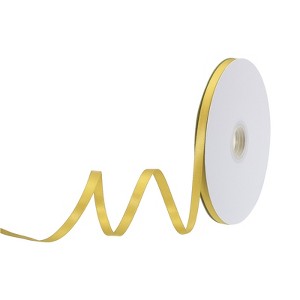 Unique Bargains Polyester Soft Decorative Cake Box Gift Wrapping Ribbon 3/8" x 50 Yard Gold Yellow - 1 of 4
