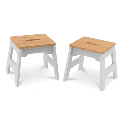 Melissa & Doug Wooden Stools - Set of 2 - White/Natural