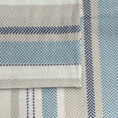 Blue Striped Cotton Flannel Twin Sheet Set