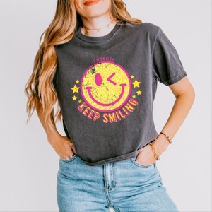 Simply Sage Market S.W.Smiley Keep Smiling Happy Face Boxy Crop Top - 1 of 4