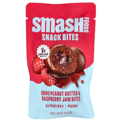 Smash Foods, Snack Bites, Choc Peanut Butter & Raspberry Jam, 5 Bites, 1.8 oz