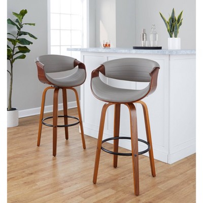 Symphony Walnut and Black Swivel Barstool Set of 2
