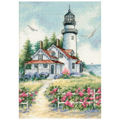 Dimensions Gold Petite Counted Cross Stitch Kit 5"X7"-Scenic Lighthouse (18 Count)