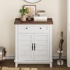 Rustic Storage Cabinet with Adjustable Shelves, Farmhouse Organizer with Slatted Doors for Kitchen and Entryway - 2 of 4
