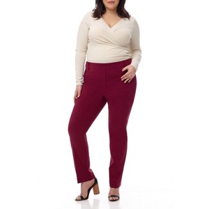 Rekucci Curvy Woman Ease into Comfort Plus Size Straight Pant with Tummy Control - 1 of 4