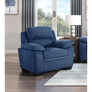 XIYUYEU Sofa Chair Textured Fabric Channel Upholstered Plush Seating Chair Armchair with Pillows, Blue - 1 of 4