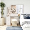 NicBex Vanity Desk with Mirror Vanity with Sliding Mirror and Charging Station, Makeup Table Set with Cushioned Stool, Hair dryer bracket, White - 2 of 4