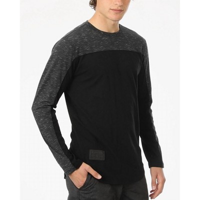 Men's Color Block Long Sleeve Hemline Athletic Hiphop Shirt - ZIMEGO