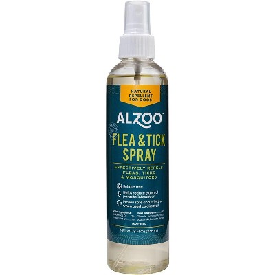ALZOO Natural Flea & Tick Repellent Spray for Dogs, Effectively Repels Fleas, Ticks & Mosquitos, Plant-Base, Sulfate-Free, 8 Oz.