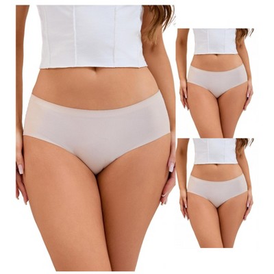 INSPIRE CHIC 3 Packs Women's Mid-Waisted Ladies Panties Full Coverage No Trace Comfortable Briefs