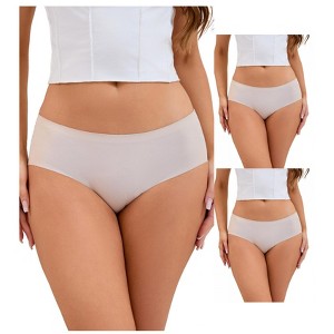 INSPIRE CHIC 3 Packs Women's Mid-Waisted Ladies Panties Full Coverage No Trace Comfortable Briefs - 1 of 4