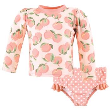 Hudson Baby Girls Swim Rashguard Set, Pink Peach
