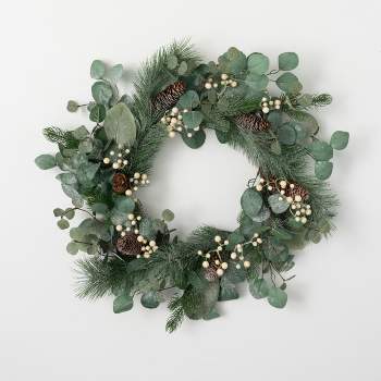 Artificial Dusted Pine Berry Wreath Green 21"H