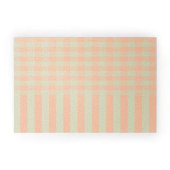 Mirimo Peach and Pistache Gingham Looped Vinyl Welcome Mat - Society6