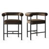 Set of 2 Velvet Bar Stools with Back and Arms, Modern Counter Height Chairs with Wide Seat and Metal Legs for Kitchen Island-Maison Boucle - 4 of 4