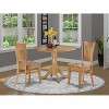 HomeStock 3-Piece Round Natural Oak Finish Solid Wood Top Dining Table 2-Chairs - 2 of 4