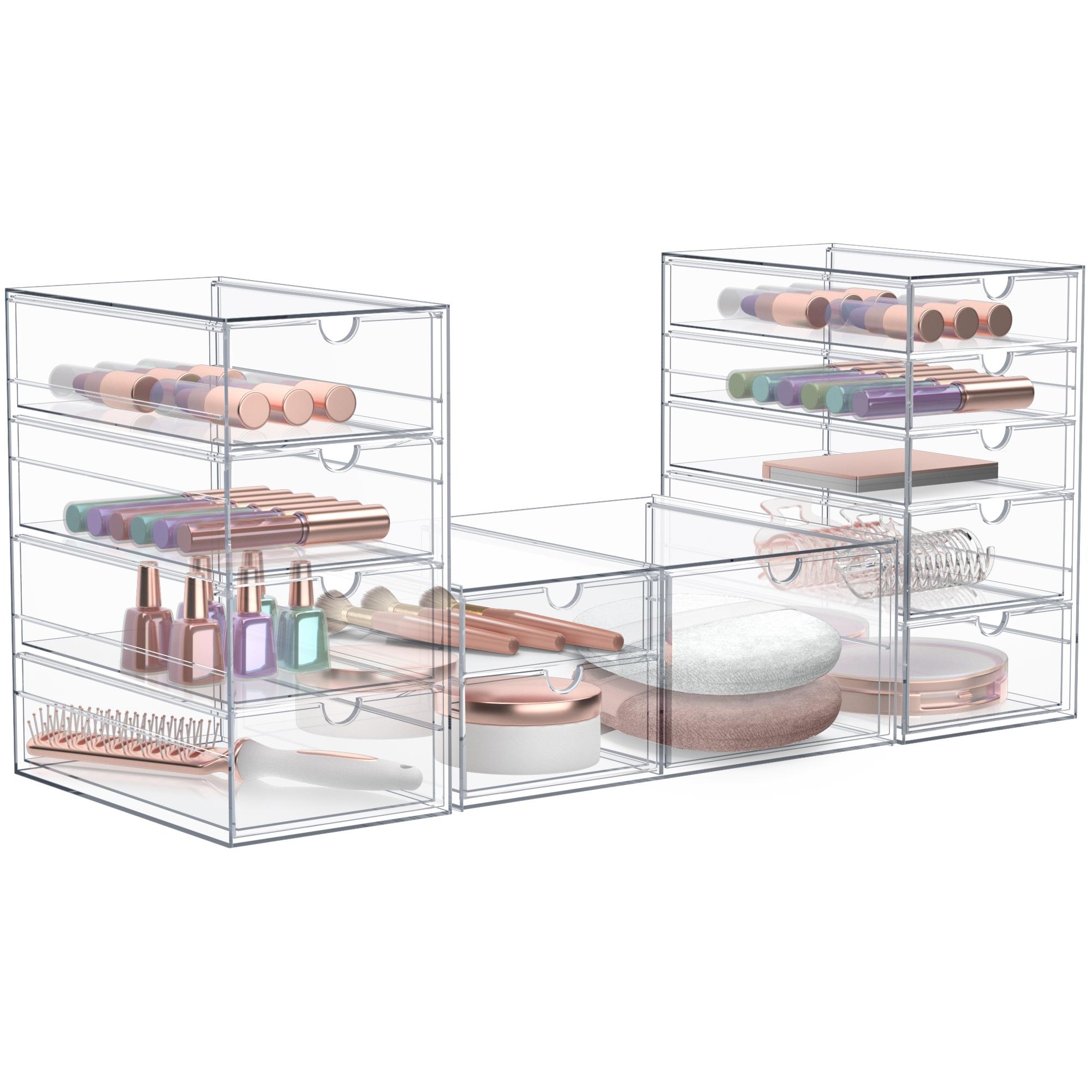 Sorbus 3 Piece 12-Drawer Clear Stackable Storage Organizer - Bathroom, Laundry Room & Home Countertop Drawer System