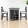 5-Piece Counter Height Dining Table Set with 4 Padded Chairs, Bar Wine Compartment & Wineglass Holders, Solid Rubber Wood, MDF Table for Dining Room - 4 of 4