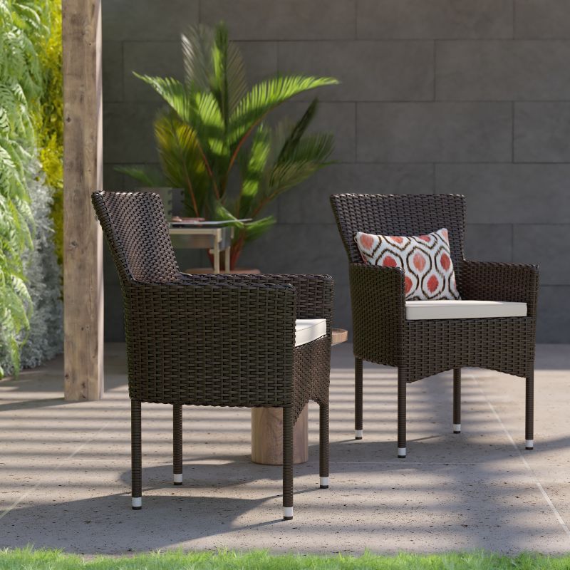 Flash Furniture Maxim Modern Wicker Patio Armchairs for Deck or Backyard, Fade and Weather-Resistant Frames and Cushions, 4 of 12