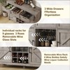 Wine Bar Cabinet, Coffee Bar Cabinet with Wine Rack & Glass Holder, Farmhouse Sideboard Buffet Cabinet with 3 Drawers & 2 Barn Doors - 4 of 4