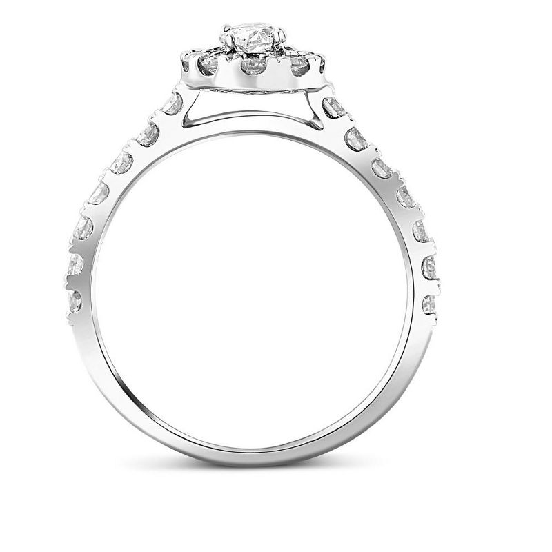 Pompeii3 1Ct Oval Diamond Halo Engagement Ring in 10k White Gold, 3 of 6