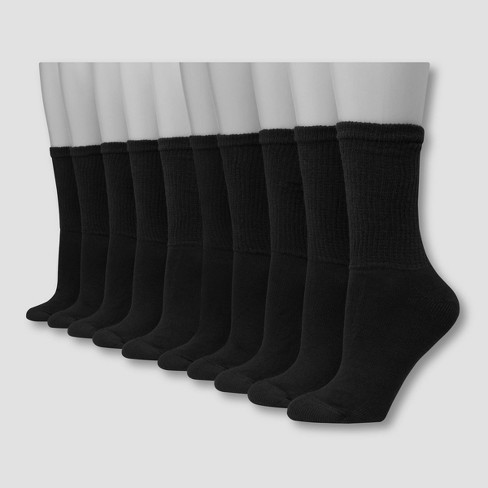 Hanes Women's Extended Size Cushioned 10pk Crew Socks - 8-12 : Target