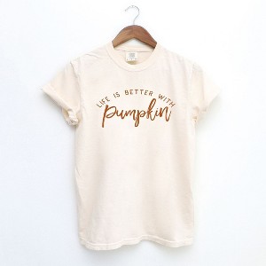 Simply Sage Market Women's Life Is Better With Pumpkins Short Sleeve Garment Dyed Tee - 1 of 4