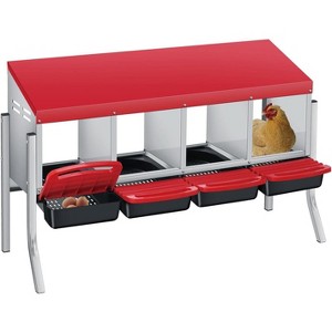 3/ 4 Hole Metal Chicken Nesting Box with Removable Roll-Out Tray Easy Egg Collection & Clean Galvanized Steel Laying Box, for Backyard Coop Orange - 1 of 4