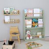 Okak Wood Shelves, Storage Shelves with 3 Tiers, Small Bookcase for Books and CDs, Storage Organizer for Living Room, Bedroom, Office, Sage - 3 of 4