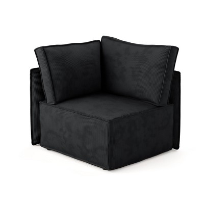 XIZZI Modular Corduroy Sectional Sofa: 5 Sold-Separately Units (Corner, Arms, Ottoman) | Black/Camel | Standard/Large Cushion Options | DIY Friendly