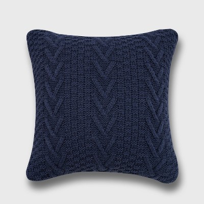 Photo 1 of 20&#34;x20&#34; Oversize Chunky Sweater Knit Square Throw Pillow Navy - Evergrace