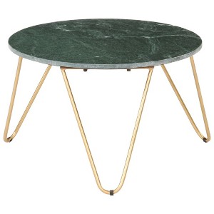 vidaXL Coffee Table Green 25.6"x25.6"x16.5" Real Stone with Marble Texture - 1 of 4