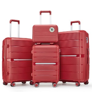 Lyngins 14/20/24/28 Inch 4PCs Hardside Luggage Sets with TSA Lock,Aluminum Handle,Carry on Luggage,Expanable Lightweight Family Suitcase Sets - 1 of 4