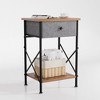 VECELO Modern X-Design Nightstand, End/Side Table with Fabric Drawer & Open Storage Shelves for Bedroom or Living Room, Brown - 4 of 4