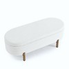 CAVINAS Oval Storage Ottoman Bench with Rubber Wood Leg, Ottoman with Storage, Ottoman Foot Rest for Bedroom - 4 of 4
