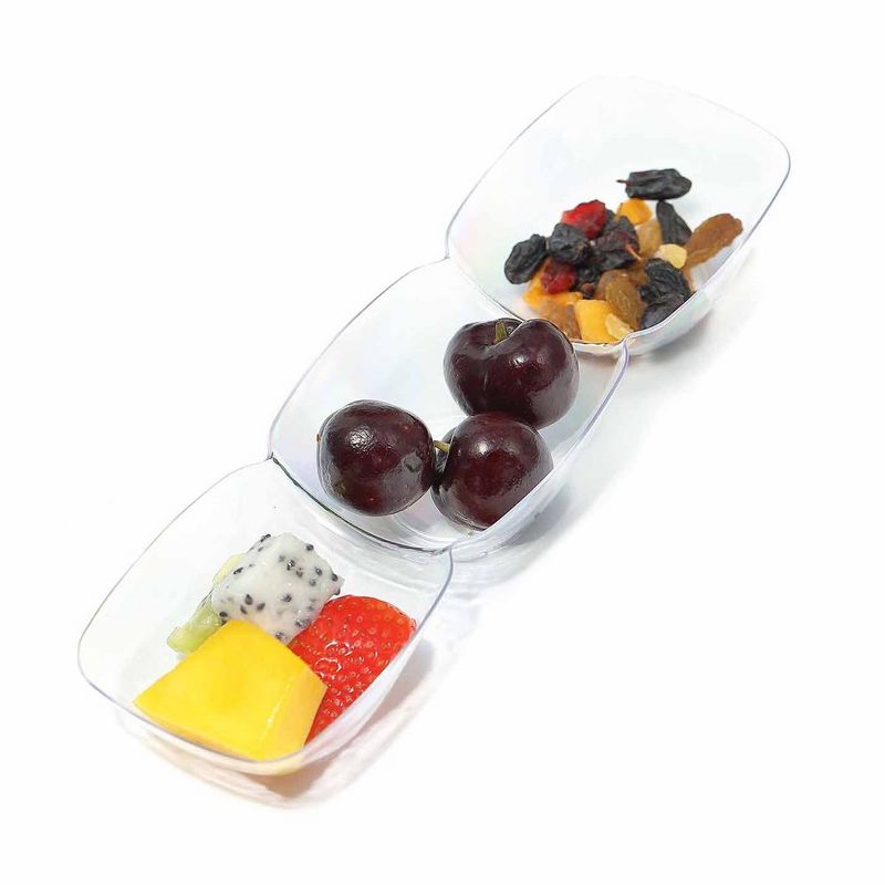 Smarty Had A Party Clear Rectangular 3-Hole Mini Plastic Bowls (240 Bowls), 3 of 5