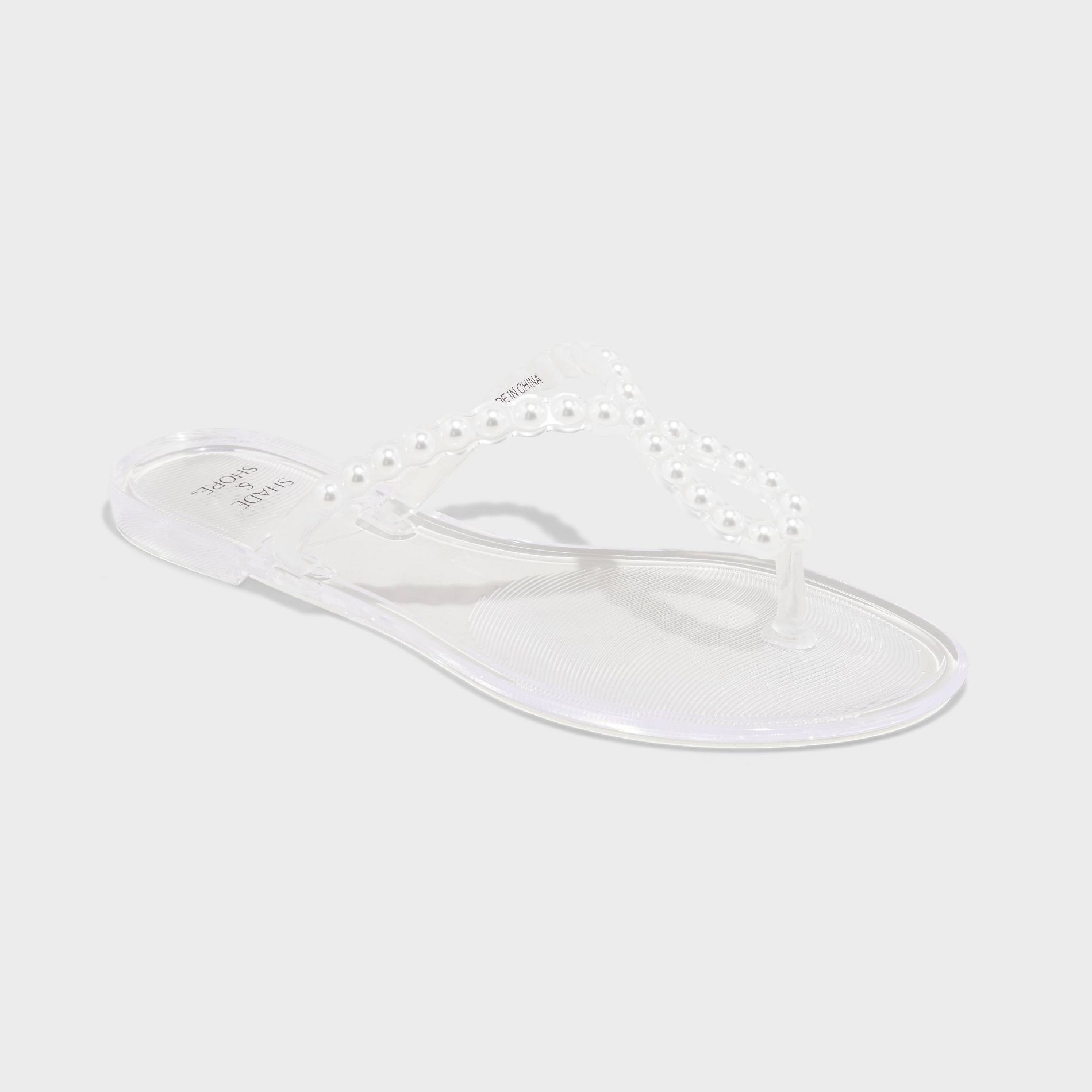 Women's Luella Rhinestone Jelly Thong Sandals - Shade & Shore™ Clear 10: Slip-On, Open Toe, Textured Outsole