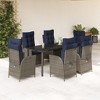vidaXL Patio Dining Set with Cushions Outdoor Garden Seating Gray Poly Rattan - 63" Table Length Without Footrest 6 Piece - 2 of 4