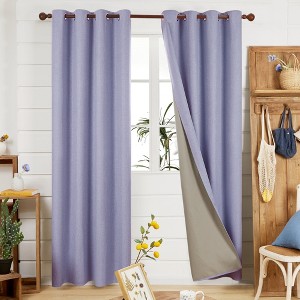 Deconovo 2 Panels Solid Color Full Blackout Curtain with White Grommet, No Tiebacks - 1 of 4