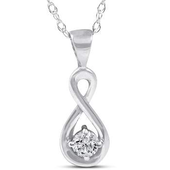 Pompeii3 1/10Ct Diamond Solitaire Knot Pendant 10k White Gold Womens Necklace