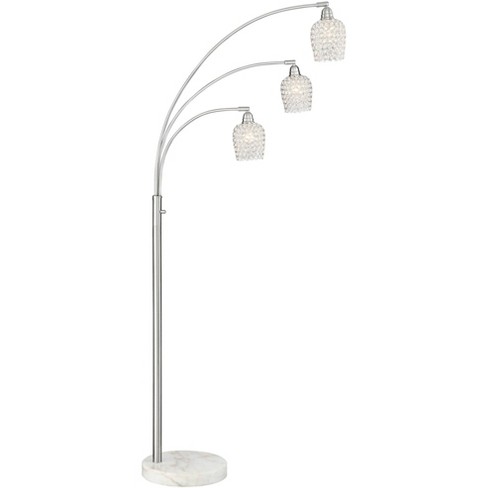 Possini Euro Design Modern Arc Floor Lamp 74" Tall Brushed Nickel 3-light  Marble Base Faceted Crystal Glass Shades For Living Room Reading : Target