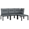 vidaXL Patio Lounge Set Sofa for Garden Lawn Black and Gray Poly Rattan - 3 of 4