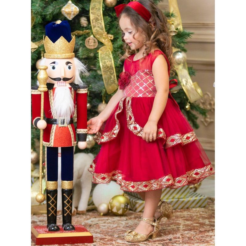Girls Made To Sparkle Embroidered Tulle Holiday Dress - Mia Belle Girls, 3 of 6