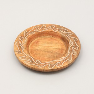 Gulches Brown Round Wood 13 Inch Decorative Bowls with Floral Rim 1 Pack - 1 of 4