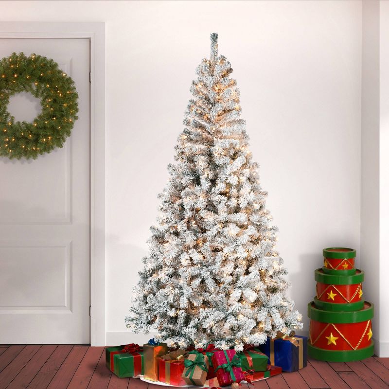 National Tree Company First Traditions 7.5&#39; Pre-Lit Flocked Full Acacia Hinged Artificial Christmas Tree Clear Lights, 3 of 7
