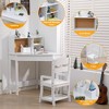 Kids Desk and Chair Set, Wooden Corner Study Table with Bookshelf, Bulletin Board, and Pen Holder, Writing Table - 4 of 4