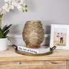 Northlight Medium Woven Iron Votive Candle Holder with Wooden Base - 8.5" - Brass Finish - 3 of 4